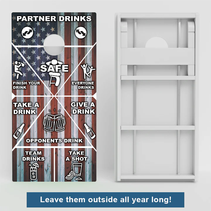 American Flag Drinking Game Weather Proof Cornhole Boards - Image 2
