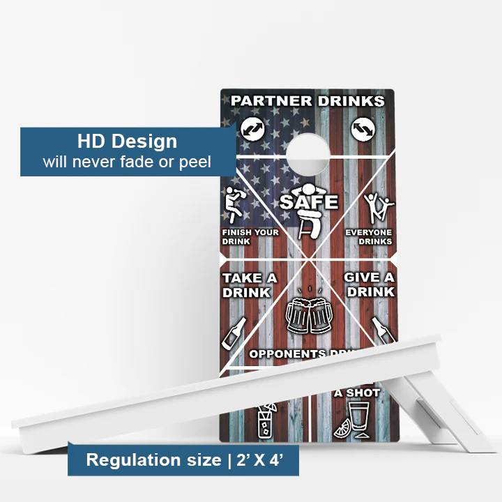 American Flag Drinking Game Weather Proof Cornhole Boards - Image 3
