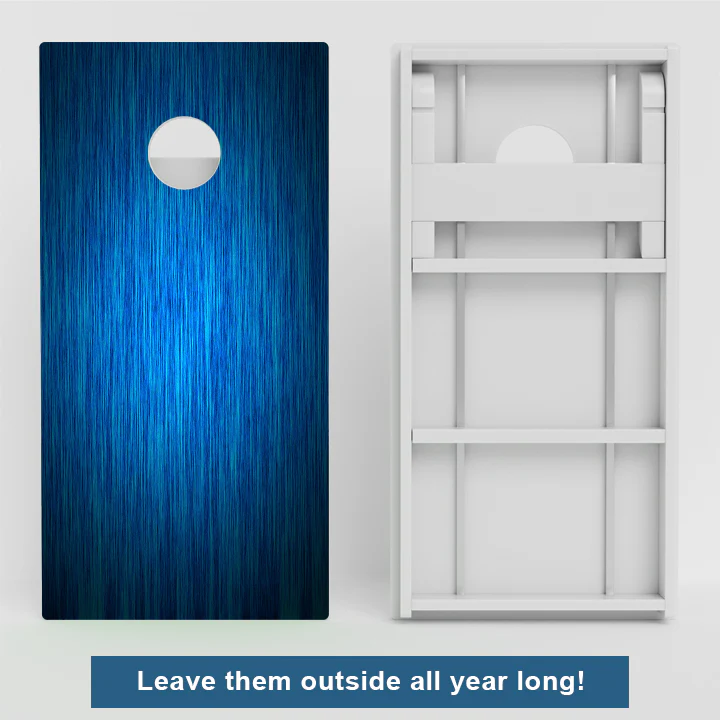 Blue Wood Grain Weather Proof Cornhole Boards - Image 2