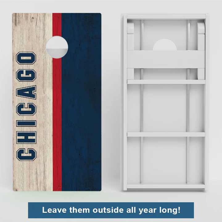 Chicago Baseball Red White & Blue Weather Proof Cornhole Boards - Image 2