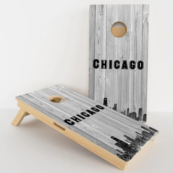 Chicago Black & White City Baseball Professional Cornhole Boards