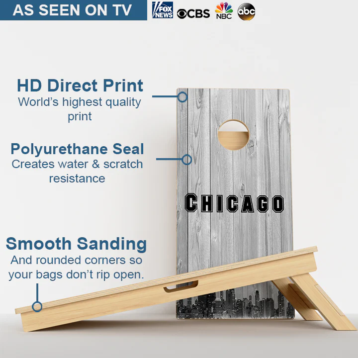 Chicago Black & White City Baseball Professional Cornhole Boards - Image 3
