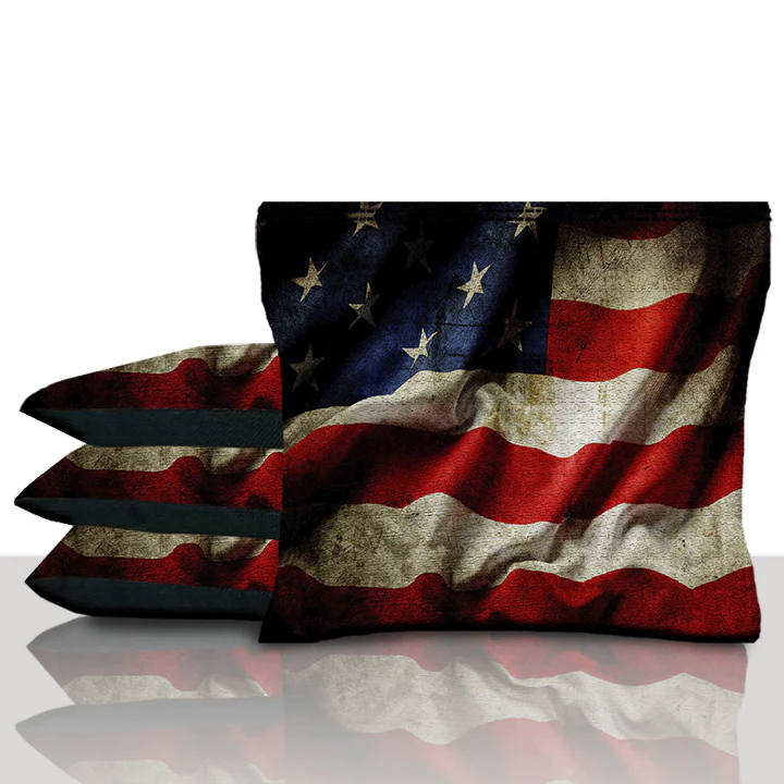 Wavy Vintage American Flag Cornhole Bags - Image 3