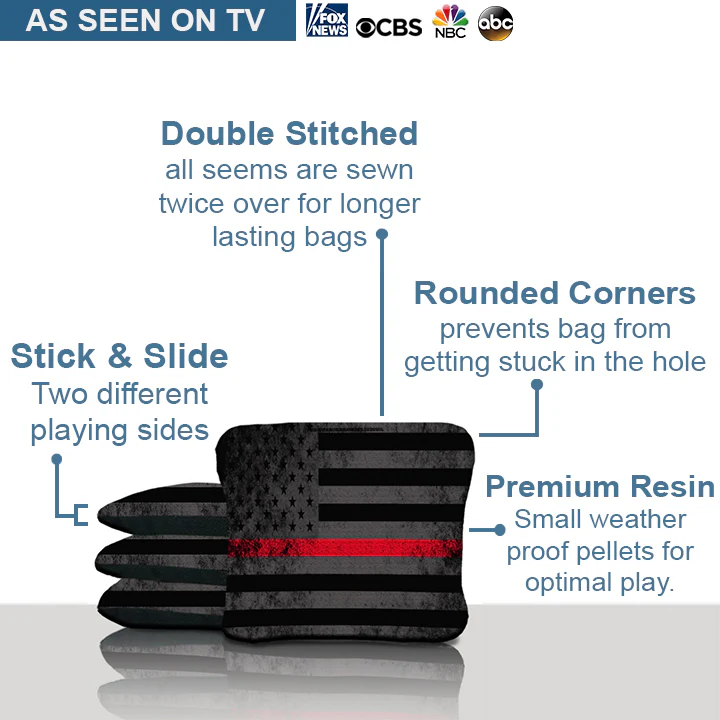 Thin Red Line American Flag Cornhole Bags - Image 2