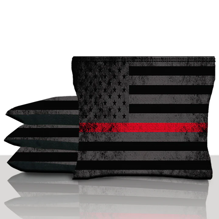 Thin Red Line American Flag Cornhole Bags - Image 3