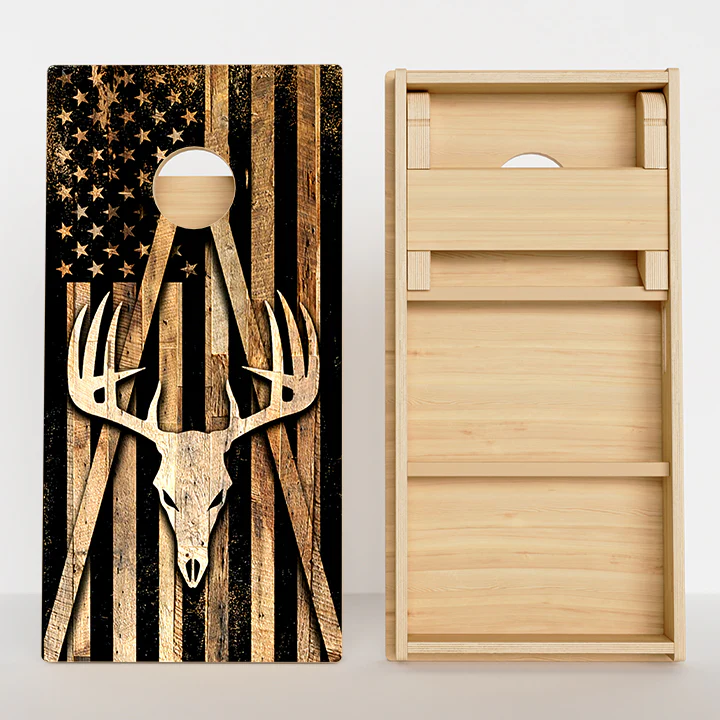 Deer Skull American Flag Professional Cornhole Boards - Image 2