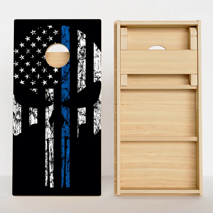 Blue Line Punisher Skull Professional Cornhole Boards - Image 2