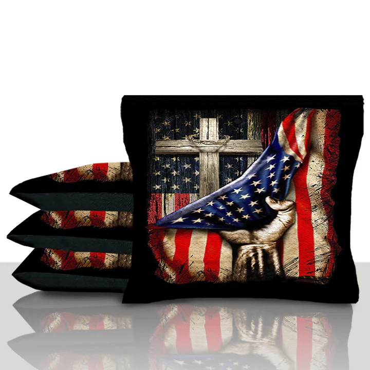 American Flag Cross Cornhole Bags - Image 3