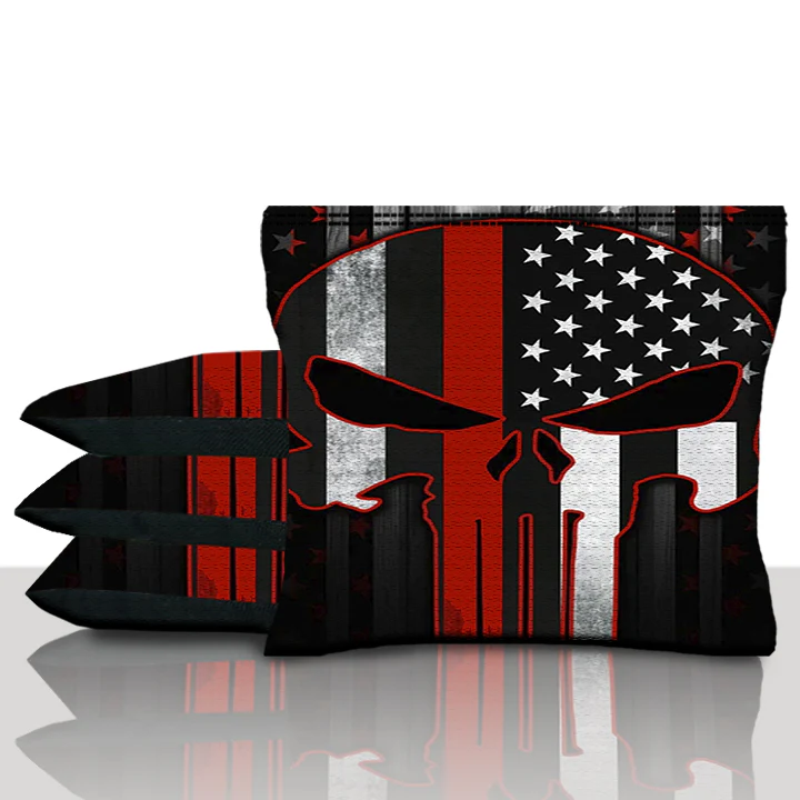 Punisher Red Line Skull Cornhole Bags - Image 3