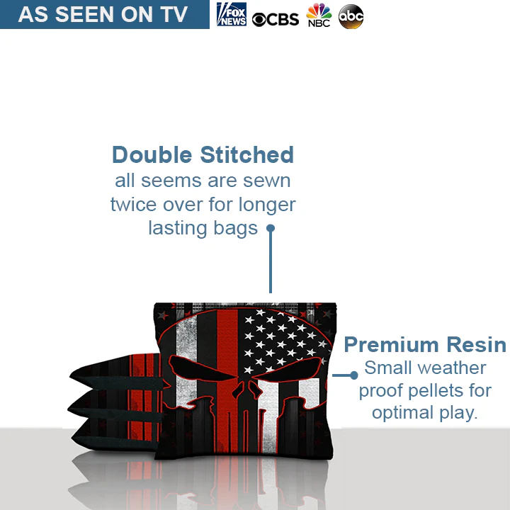 Punisher Red Line Skull Cornhole Bags - Image 4