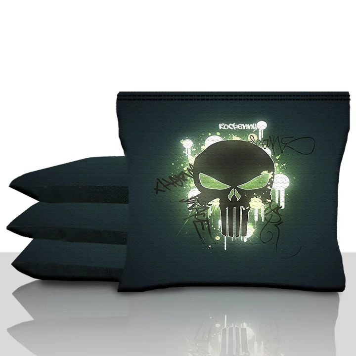 Neon Punisher Skull Cornhole Bags - Image 3