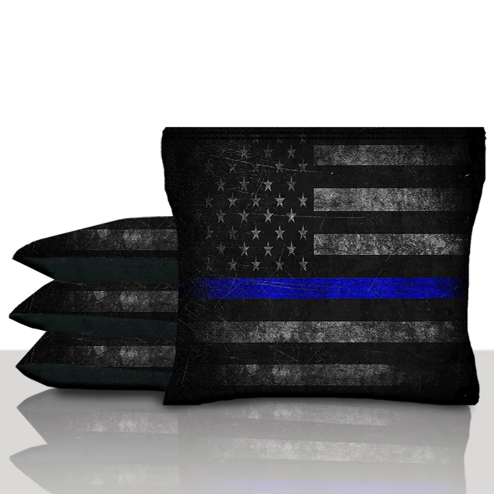 Thin Blue Line American Flag Cornhole Bags - Image 3