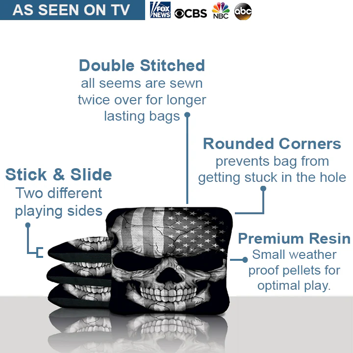 American Flag Punisher Gray Skull Cornhole Bags - Image 2