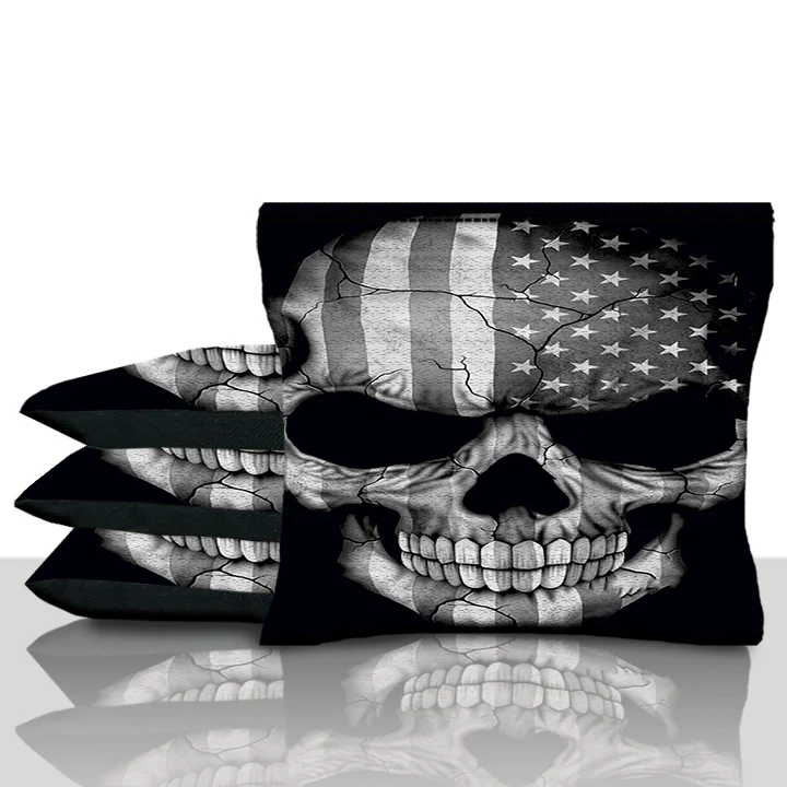 American Flag Punisher Gray Skull Cornhole Bags - Image 3