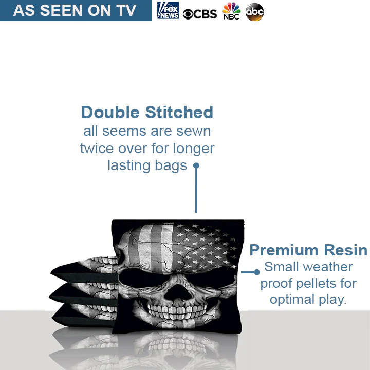 American Flag Punisher Gray Skull Cornhole Bags - Image 4
