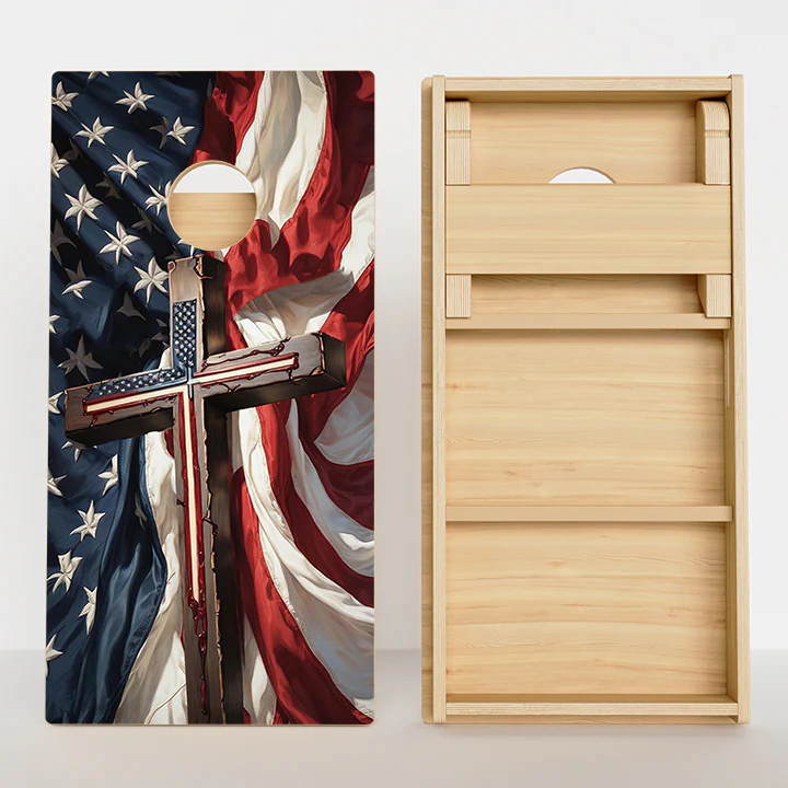 American Flag Cross Professional Cornhole Boards - Image 2