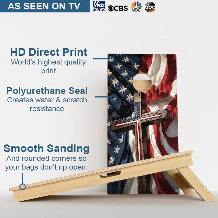 American Flag Cross Professional Cornhole Boards - Image 3