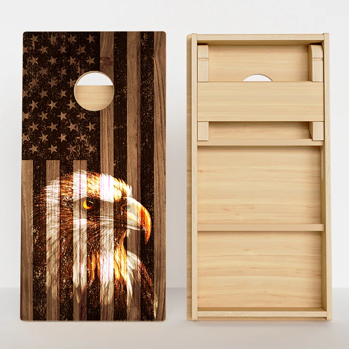 Faded Bald Eagle American Flag Professional Cornhole Boards - Image 3