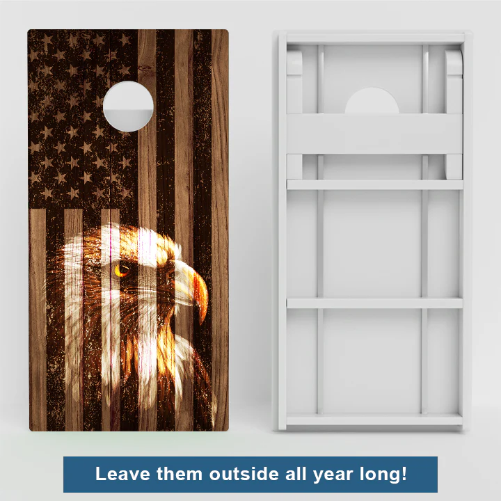 Faded Bald Eagle American Flag Weather Proof Cornhole Boards - Image 2