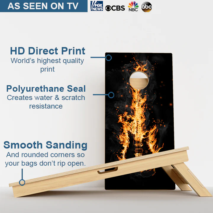 Flaming Guitar Professional Cornhole Boards - Image 3