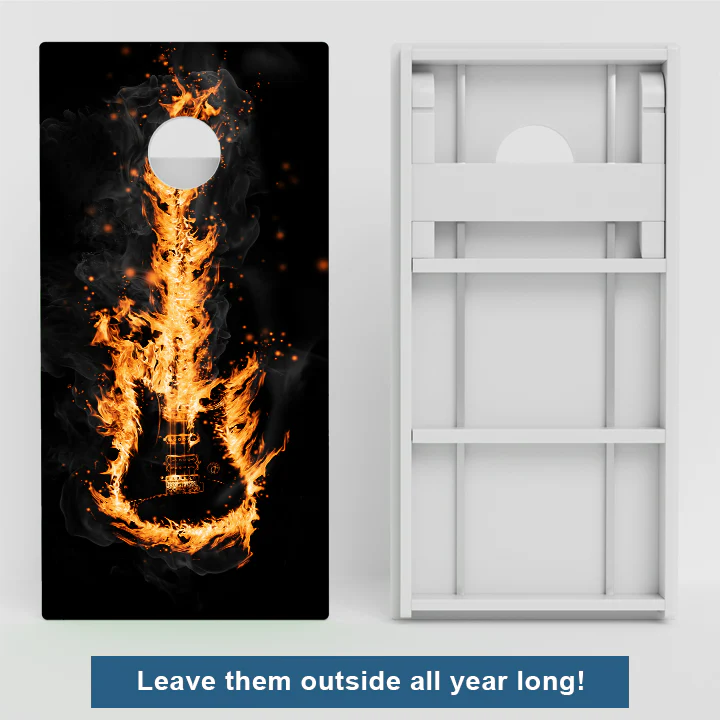 Flaming Guitar Weather Proof Cornhole Boards - Image 2