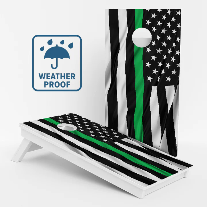 Military Line American Flag Weather Proof Cornhole Boards