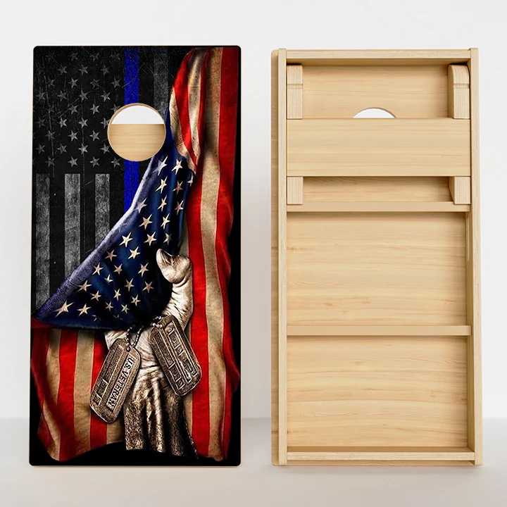 Pulled Blue Line American Flag Professional Cornhole Boards - Image 2