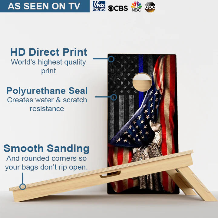 Pulled Blue Line American Flag Professional Cornhole Boards - Image 3