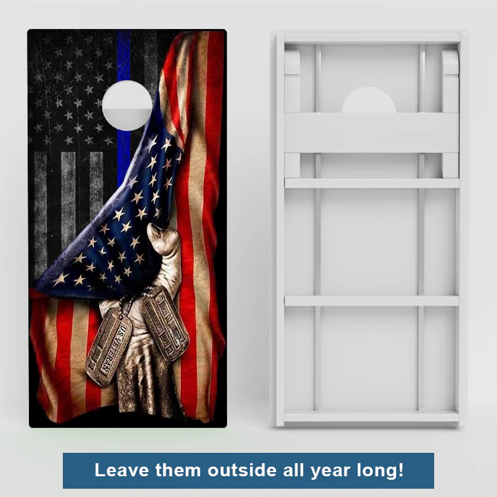 Pulled Blue Line American Flag Weather Proof Cornhole Boards - Image 2
