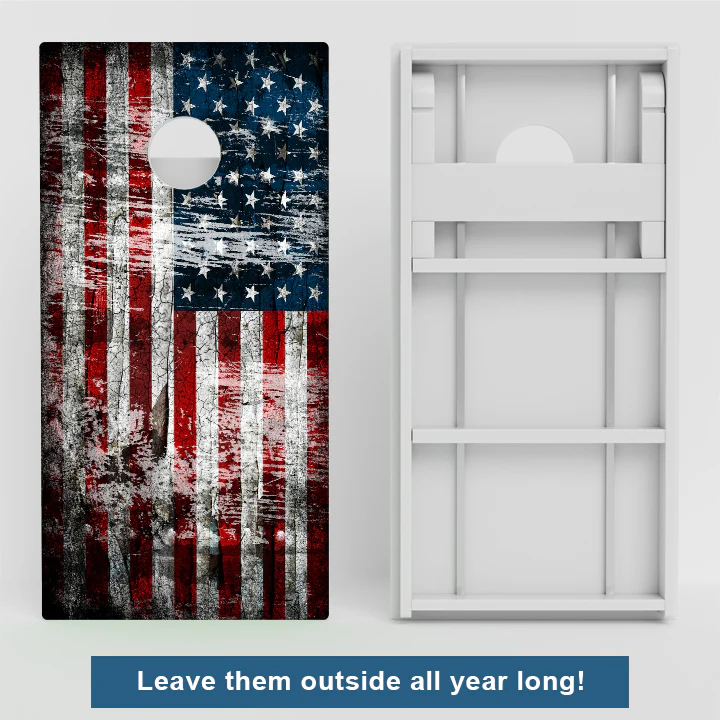 Rustic American Flag Weather Proof Cornhole Boards - Image 2