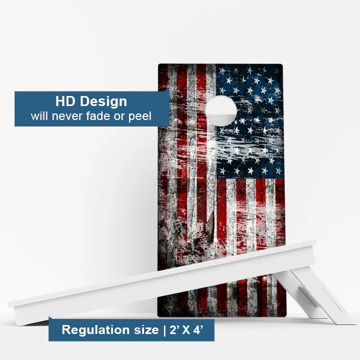 Rustic American Flag Weather Proof Cornhole Boards - Image 3