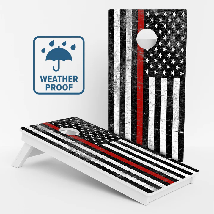 Rustic Red Line Weather Proof Cornhole Boards