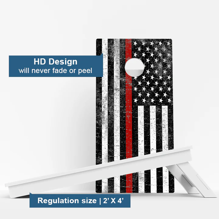 Rustic Red Line Weather Proof Cornhole Boards - Image 3