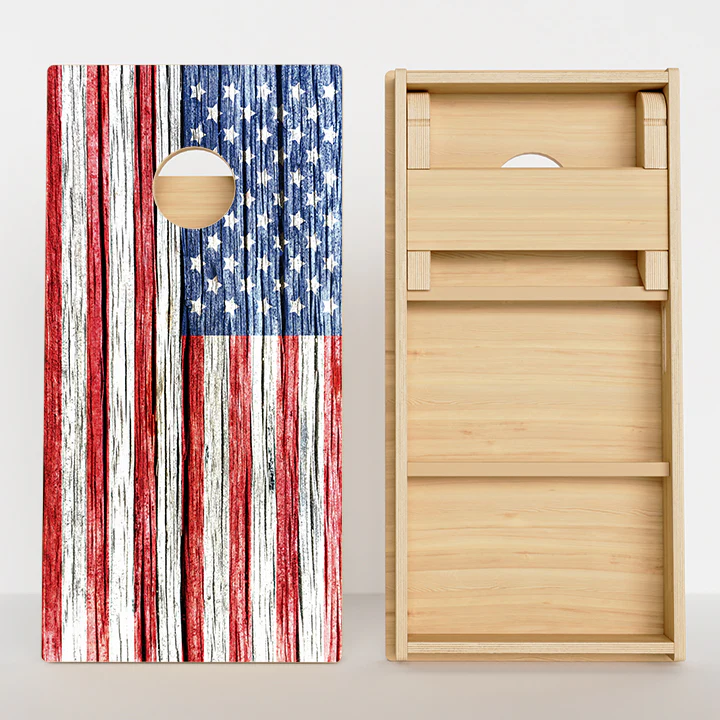 Rustic Wood American Flag Professional Cornhole Boards - Image 2