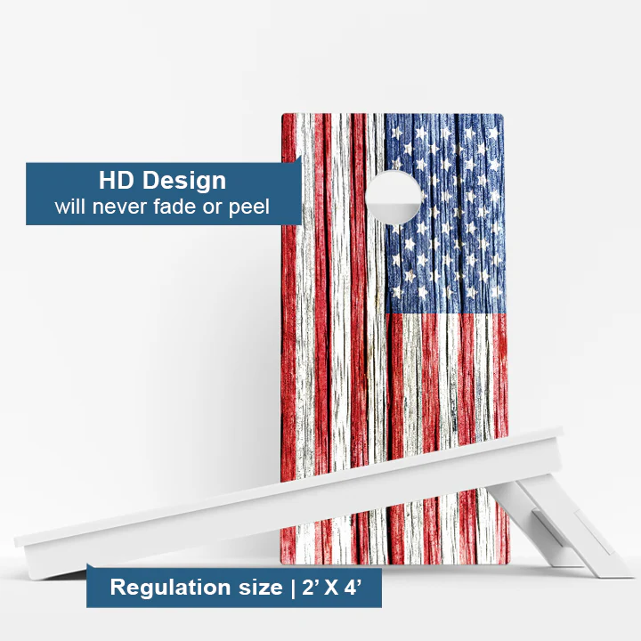 Rustic Wood American Flag Weather Proof Cornhole Boards - Image 3