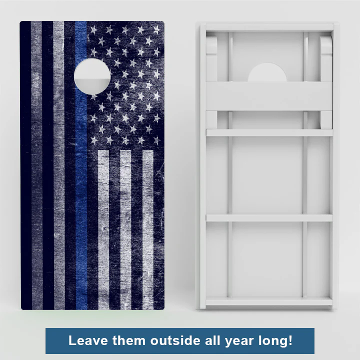 Thin Blue Line Flag Weather Proof Cornhole Boards - Image 2