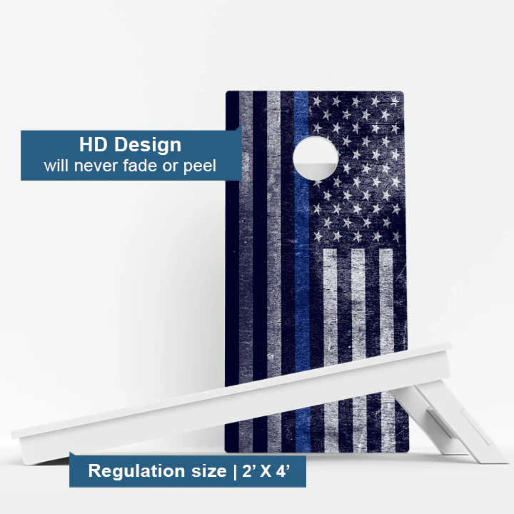 Thin Blue Line Flag Weather Proof Cornhole Boards - Image 3