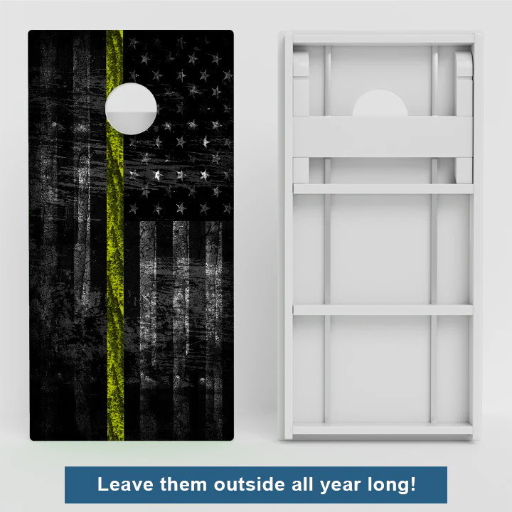 Thin Yellow Line Dispatch Flag Weather Proof Cornhole Boards - Image 2