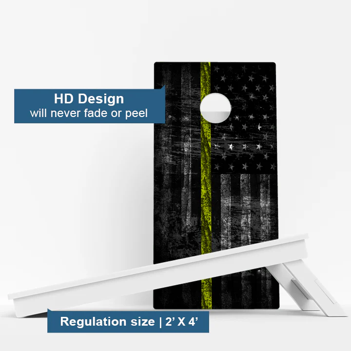 Thin Yellow Line Dispatch Flag Weather Proof Cornhole Boards - Image 3
