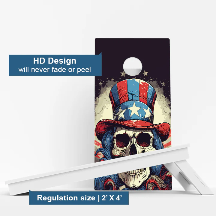 Uncle Same Skull Weather Proof Cornhole Boards - Image 3