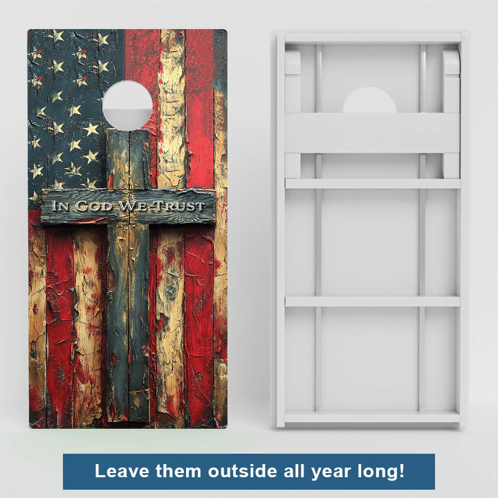 Weather Proof American Flag Cross Cornhole Boards - Image 2