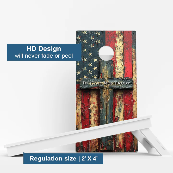 Weather Proof American Flag Cross Cornhole Boards - Image 3