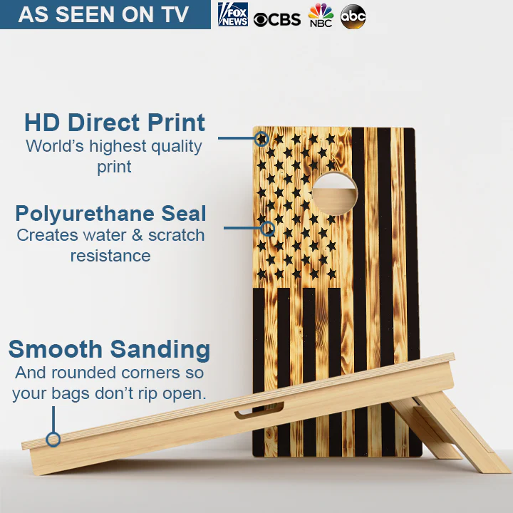 Wood Burnt American Flag Professional Cornhole Boards - Image 3