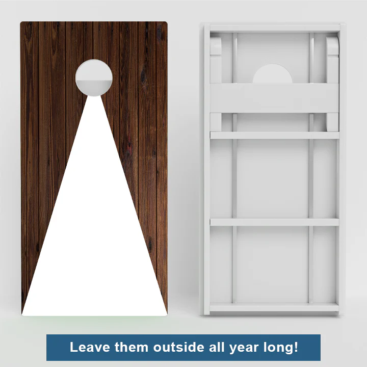 Wood Grain Triangle Weather Proof Cornhole Boards - Image 2