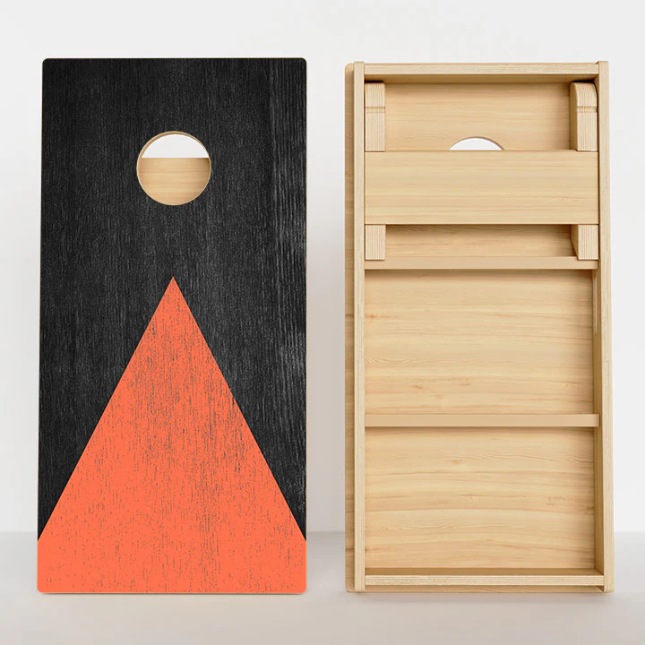 Wood Grain With Orange Professional Cornhole Boards - Image 2