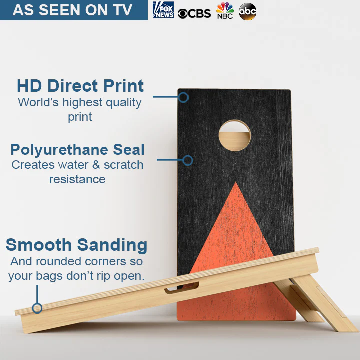 Wood Grain With Orange Professional Cornhole Boards - Image 3