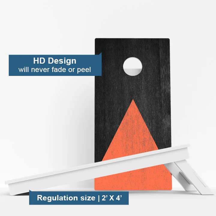 Wood Grain With Orange Weather Proof Cornhole Boards - Image 3