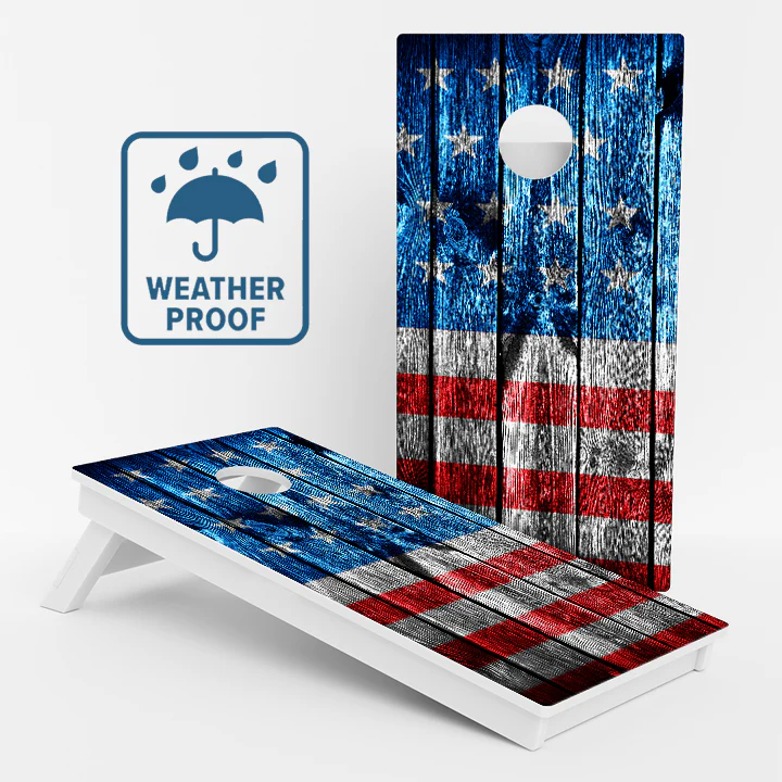 Wooden Panel American Flag Weather Proof Cornhole Boards