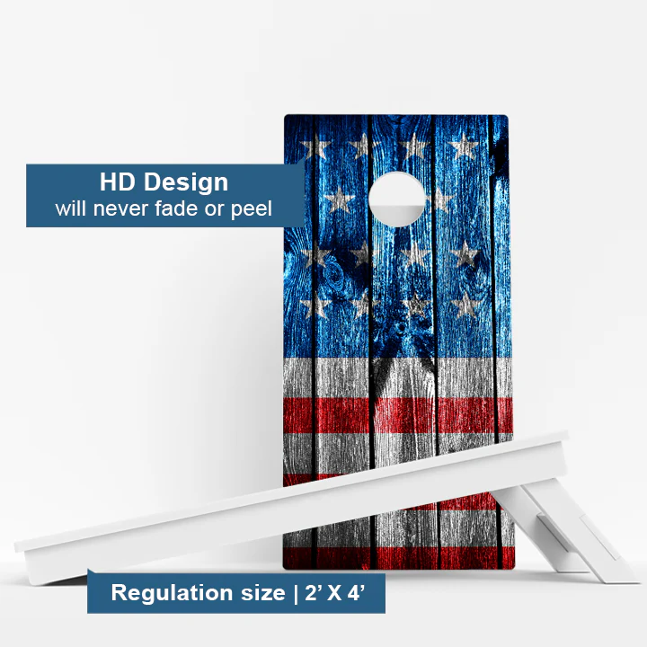 Wooden Panel American Flag Weather Proof Cornhole Boards - Image 3